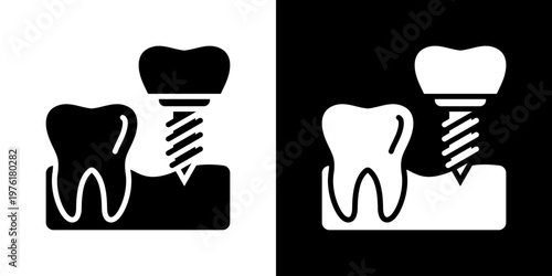 Dental Implant Icon Set Multiple Style Collection
