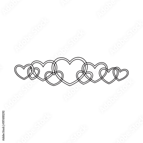 Interlocking hearts forming a delicate continuous line illustration