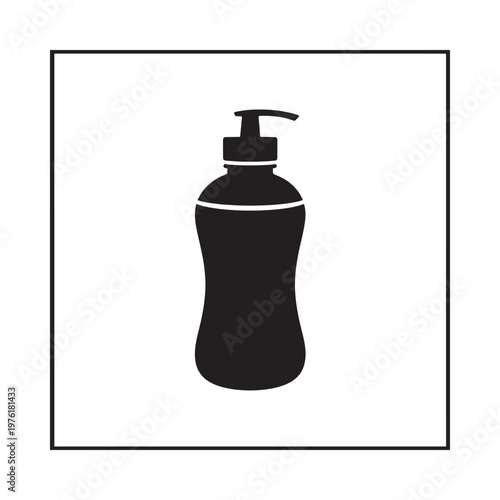 Simple black and white icon depicting a pump bottle or dispenser