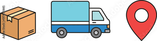 Isometric cardboard box with tape, flat design illustration on white background