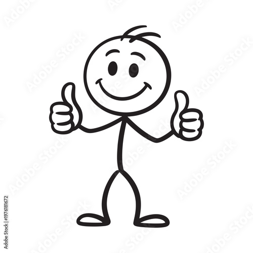 Simple stick figure illustration giving two thumbs up in approval