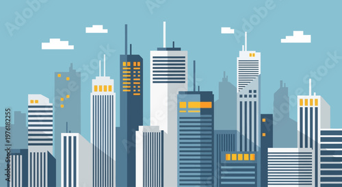 City Skyline with Modern Skyscrapers.