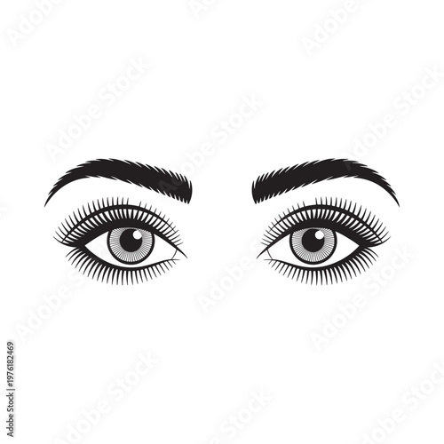 Detailed illustration of a pair of female eyes with long eyelashes