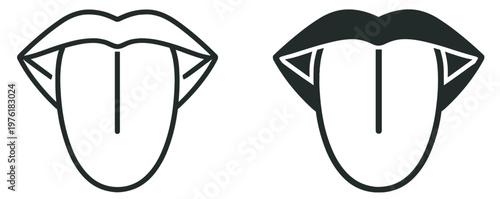 human tongue and mouth icon, oral anatomy vector illustration, lips and taste organ medical symbol isolated on transparent background