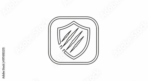 Shield icon with claw marks, on a white background