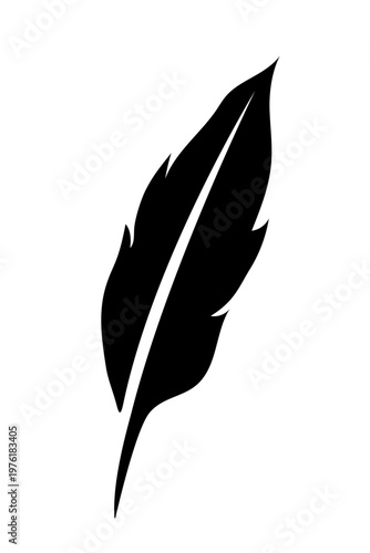Plume icon. Black flat icon isolated on white background. Vector clipart.