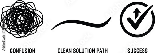 Abstract black tangled lines and dots on white background, conceptual art for confusion or complexity