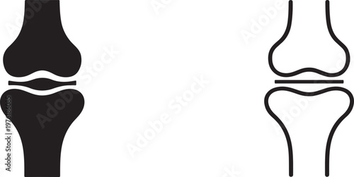 Bone joint articulation black silhouette and outline icon set for medical and anatomy design.