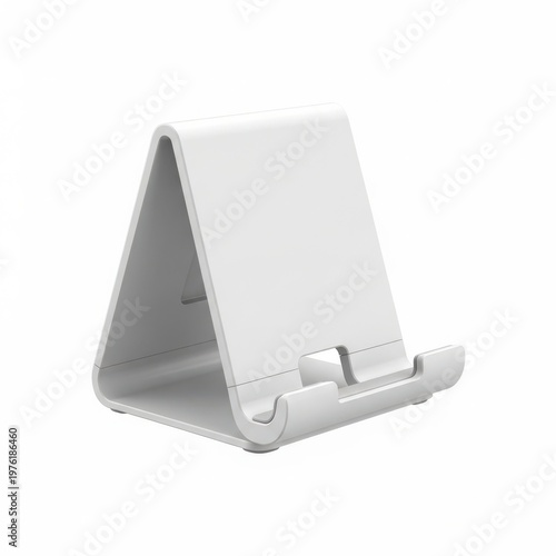 A white tablet stand on a plain white background