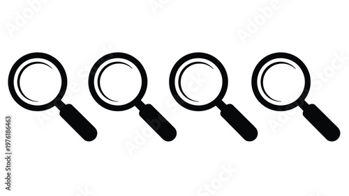 Search icon set, magnifying glass sign, search image icons, image gallery browsing symbols, visual search concept, modern flat vector design for apps, websites, and digital interface systems.
