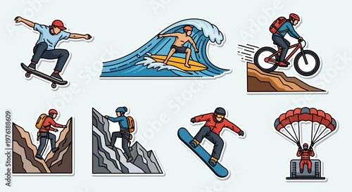 Action sports athletes in motion sequence.