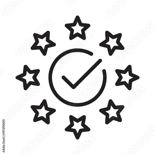 European union flag with a checkmark symbol inside a circle