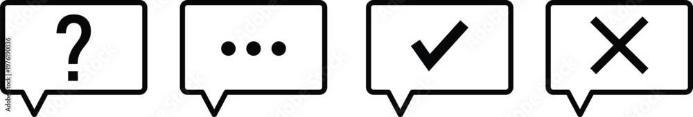 Фотография Speech bubbles with question mark ellipsis checkmark and cross symbol