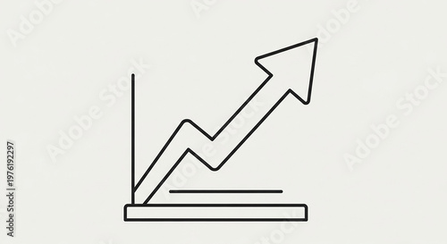Black line of an upward trending bar graph with an arrow pointing to the right corner