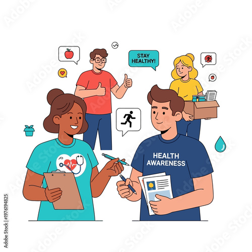 Health Awareness Volunteers Promoting Healthy Lifestyle and Well-being