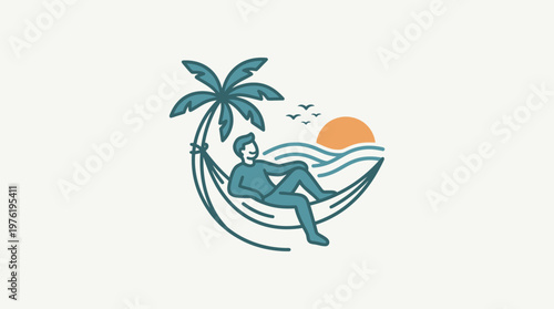 Relaxing on a Hammock Under Palm Tree on the Beach