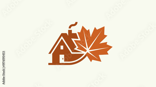 Autumn Cottage Logo with Maple Leaf