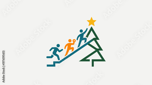 People Climbing Together Towards a Goal Symbolic Design
