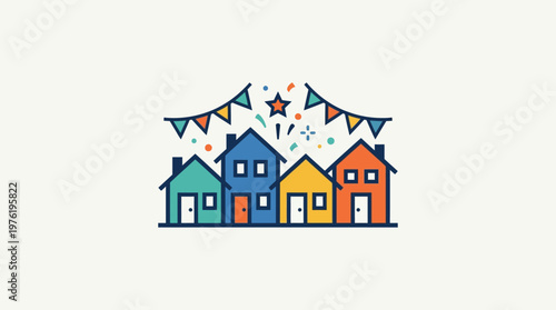 Colorful Houses Decorated for Celebration