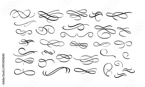 Flourish Ornament Calligraphy Set Wedding Template Vector Collection