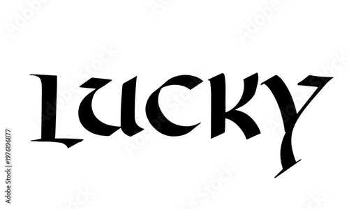 Lucky celtic uncial calligraphy sign for heritage branding design