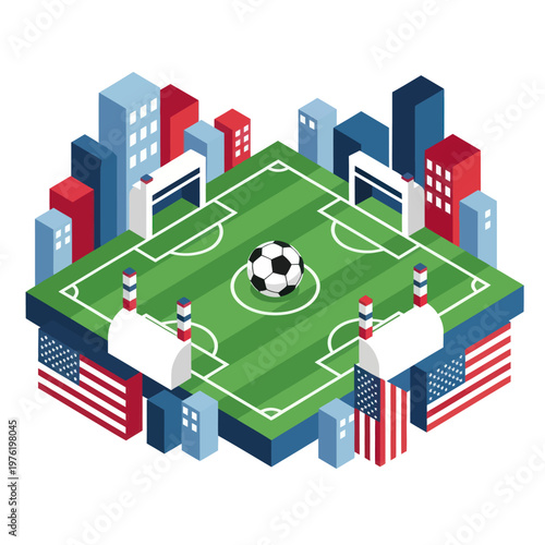 Soccer players on green field pitch.