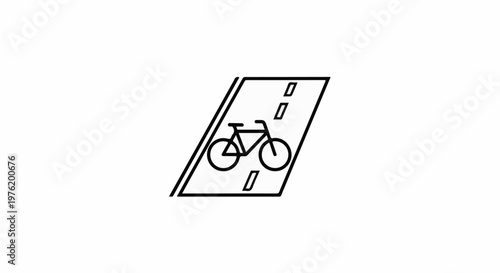 A minimalist line drawing of a bicycle on a path