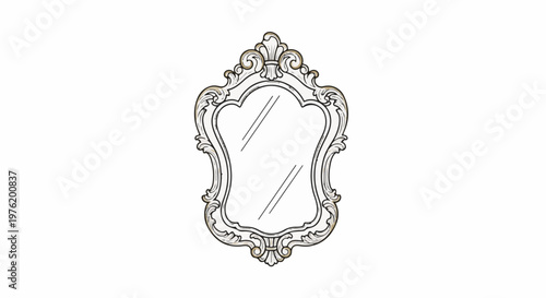 An ornate, antique-style mirror with a decorative, gilded frame