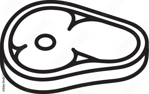 Raw steak icon with bone and fat trim illustration