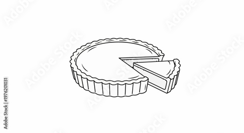 A simple line drawing of a tart with one slice removed