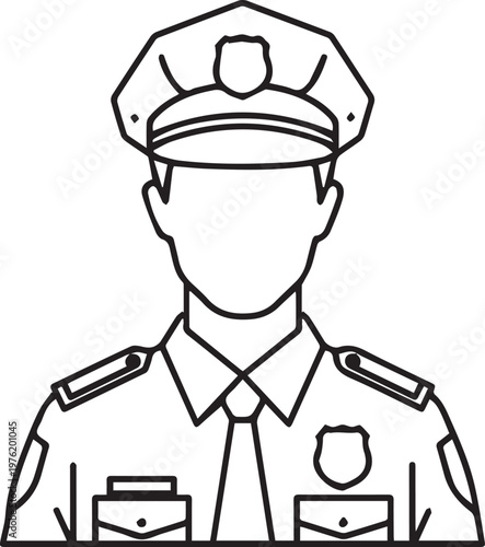 Police officer uniform outline head and shoulders