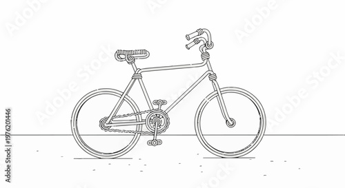 A simple outline drawing of a bicycle on a white background