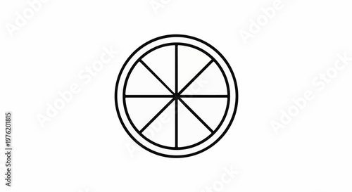 A simplified black and white line drawing of a citrus fruit slice