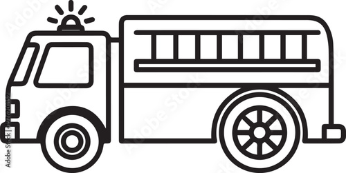 Fire truck illustration with ladder and siren