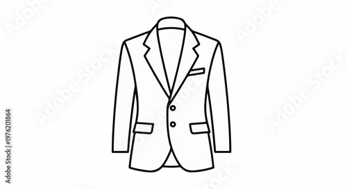 A simplified black and white outline drawing of a formal suit jacket