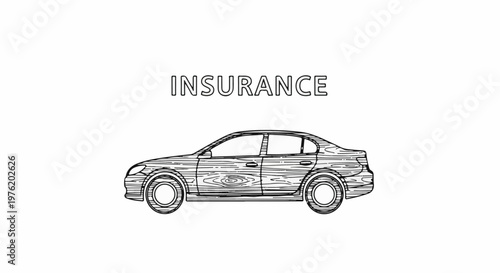 A sketched sedan with the word "INSURANCE" above it