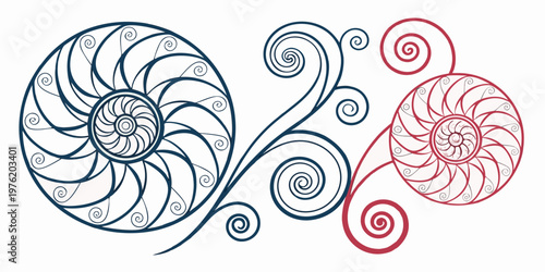 Abstract swirls and spirals in blue and red with abstract art design element abstract graphic science fiction abstract decoration decorative ornament