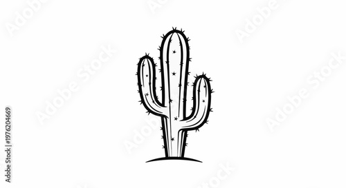 A stylized illustration of a saguaro cactus with stars and spikes