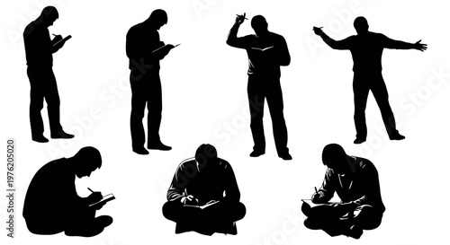 Silhouettes of people in different casual poses