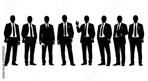 Silhouettes of businessmen in various poses
