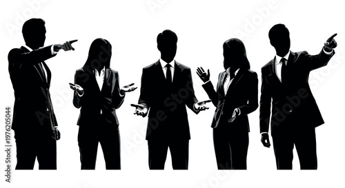 Silhouettes of business people communicating