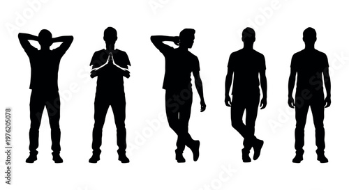 Black silhouettes of men in casual poses