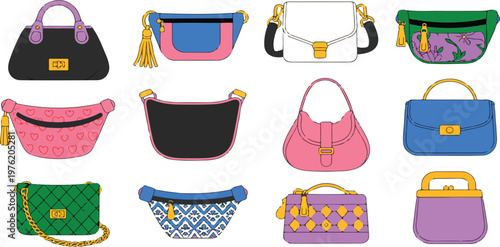 set of colorful shopping bags