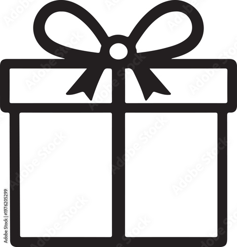 Minimalist Gift Box Icon with Ribbon Vector