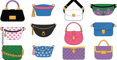 set of colorful shopping bags