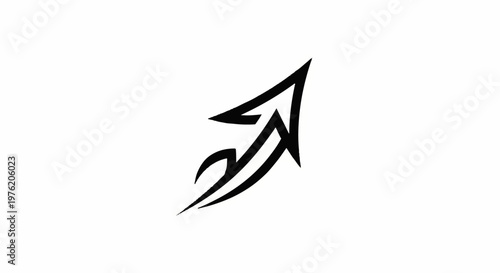 Abstract black ink arrow design on white background, graphic element