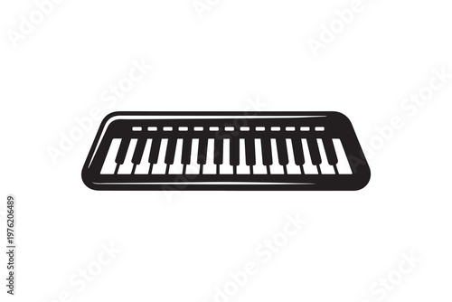 Electric keyboard silhouette on white background