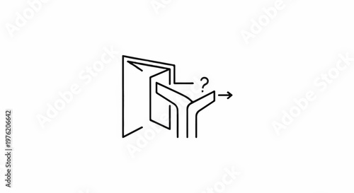 Abstract diagram showing a branching path with a question mark near the divergence