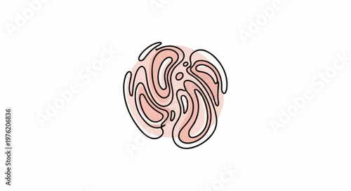 Abstract fluid circular pattern with organic lines and soft pink hues