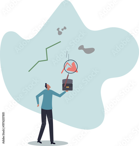 Market crash analysis, learn from failure or crisis and recession data, analyze or measure investment downturn.human life and situation.